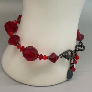 Dabby Reid Ronnie Mae Bracelet with Ruby Red Faceted Crystal Beads